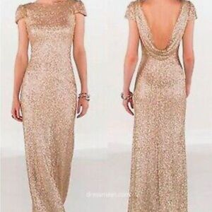Sorella Vita gold sequined evening gown.